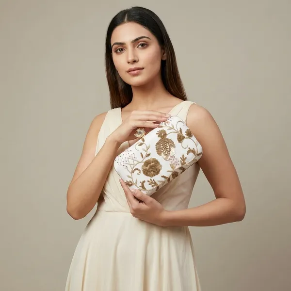 White_Polyurethane_Clutch_For_Women