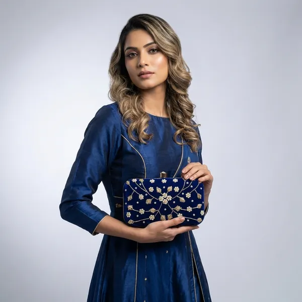 Blue_Polyurethane_Clutch_For_Women