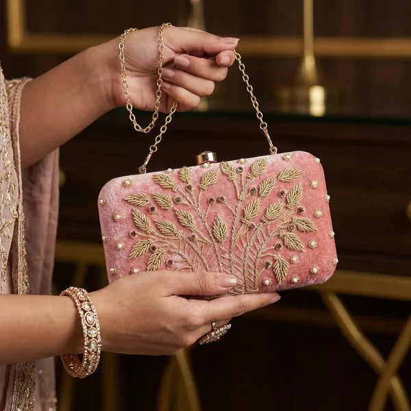 Pink_Velvet_Clutch_For_Women