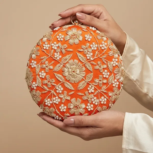 Orange_Polyurethane_Clutch_For_Women