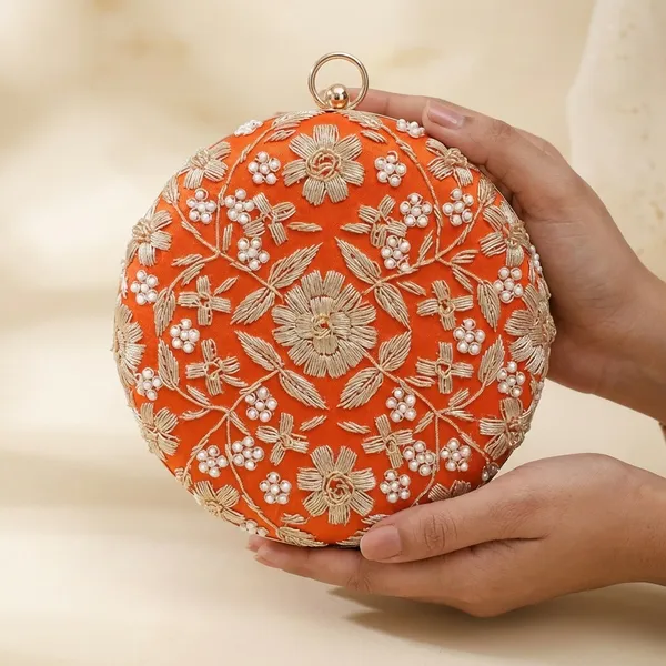 Orange_Polyurethane_Clutch_For_Women