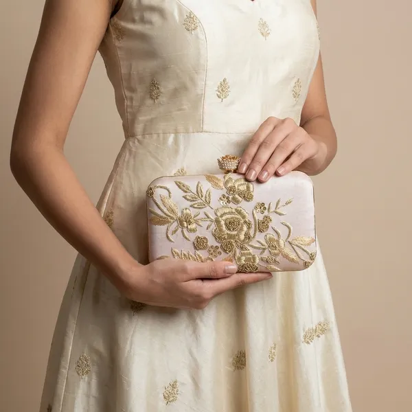 Cream_Polyurethane_Clutch_For_Women