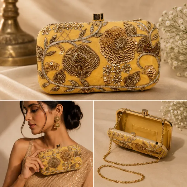 Gold_Polyurethane_Clutch_For_Women