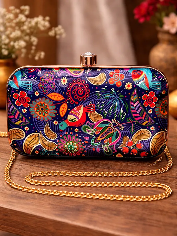 Blue_Polyurethane_Clutch_For_Women