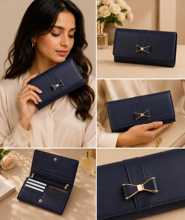 Navyblue_Polyurethane_Clutch_For_Women
