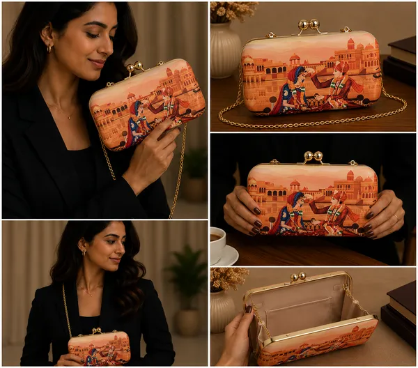 Orange_Polyurethane_Clutch_For_Women