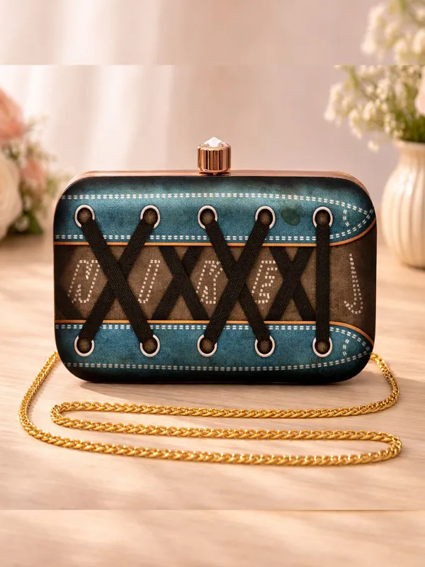 Blue_Polyurethane_Clutch_For_Women