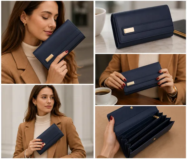 Blue_Polyurethane_Hand_Purse_For_Women