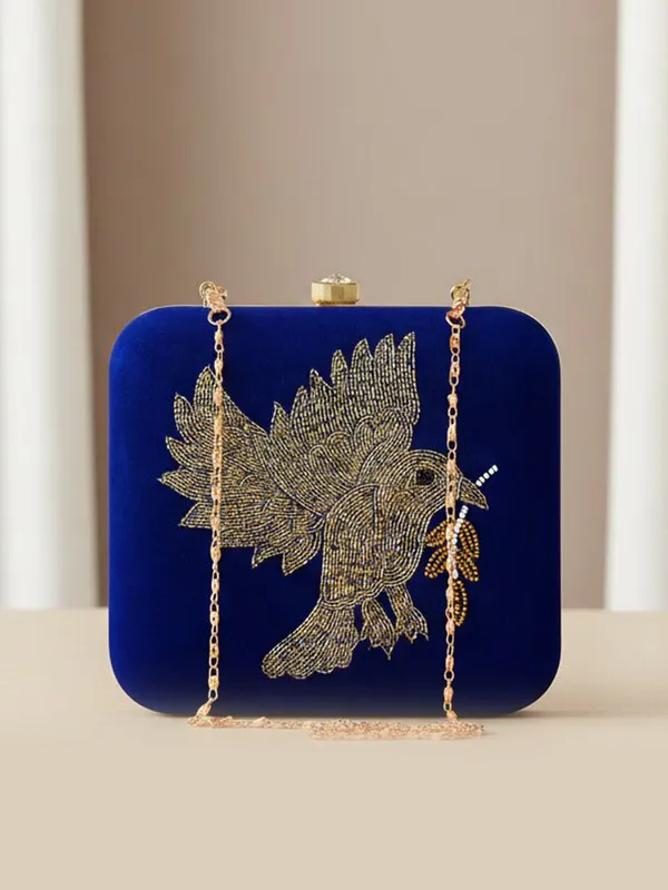 Blue_Polyurethane_Clutch_For_Women