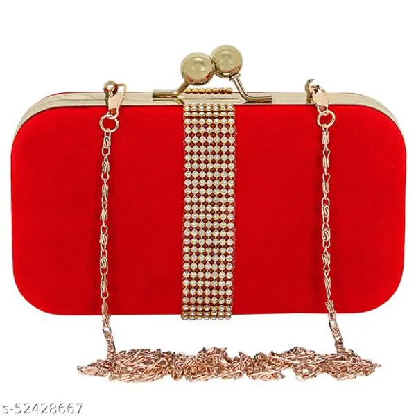 Red_Polyurethane_Clutch_For_Women