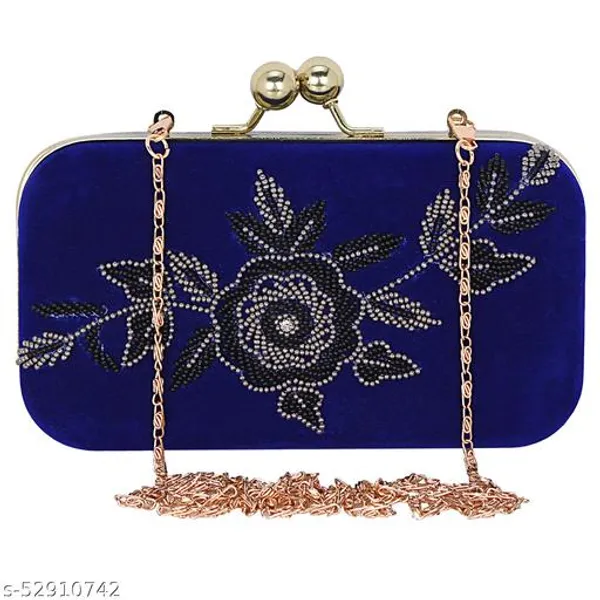 Blue_Polyurethane_Clutch_For_Women