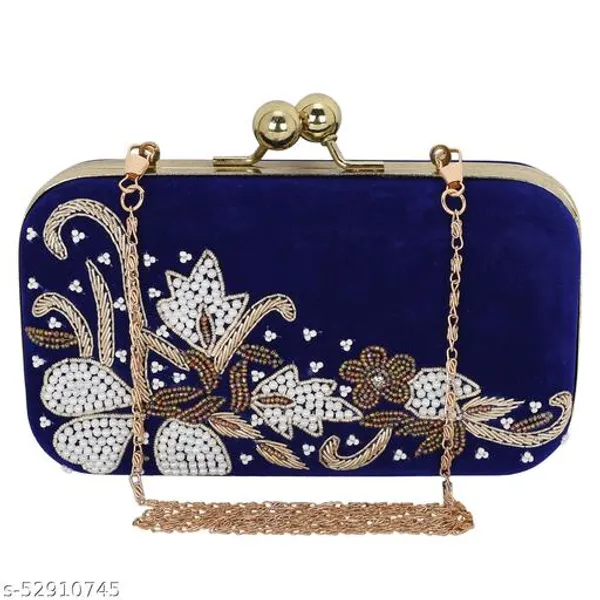 Blue_Polyurethane_Clutch_For_Women