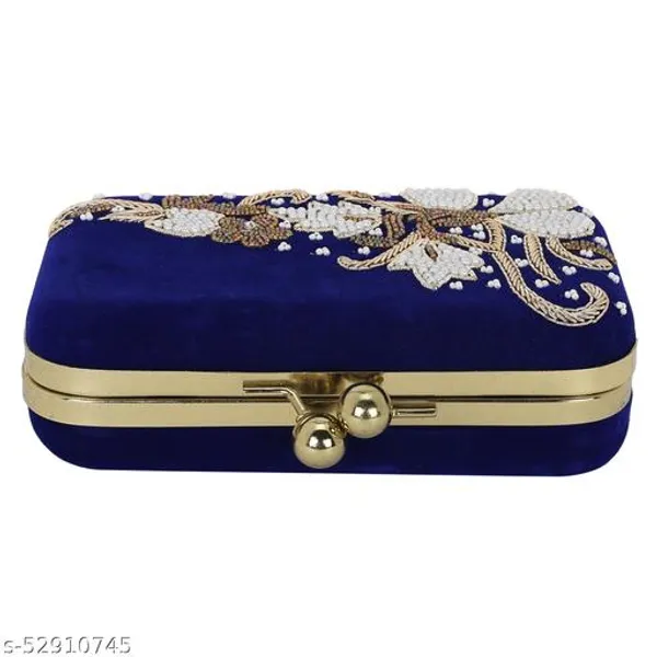 Blue_Polyurethane_Clutch_For_Women