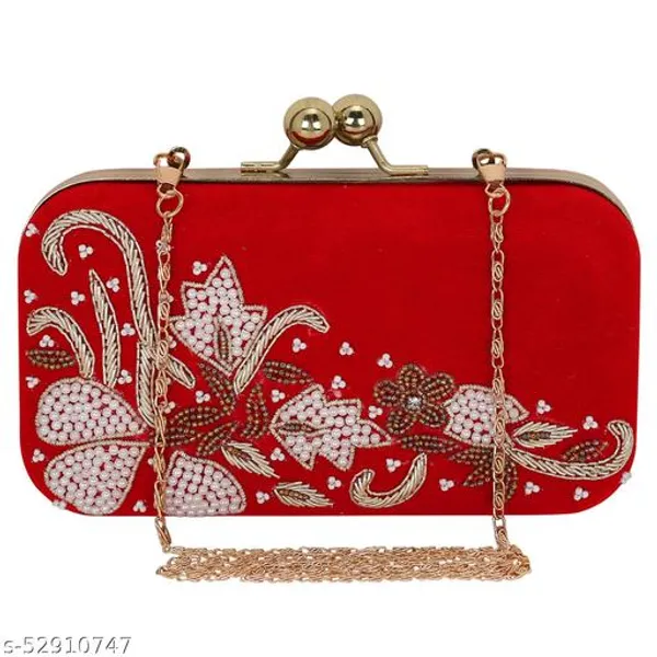 Red_Polyurethane_Clutch_For_Women
