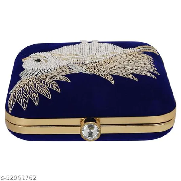 Blue_Polyurethane_Clutch_For_Women