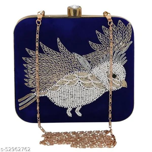 Blue_Polyurethane_Clutch_For_Women