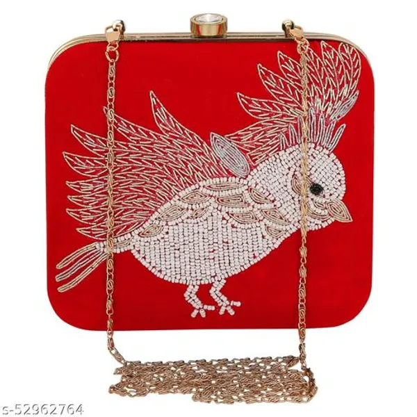 Red_Polyurethane_Clutch_For_Women