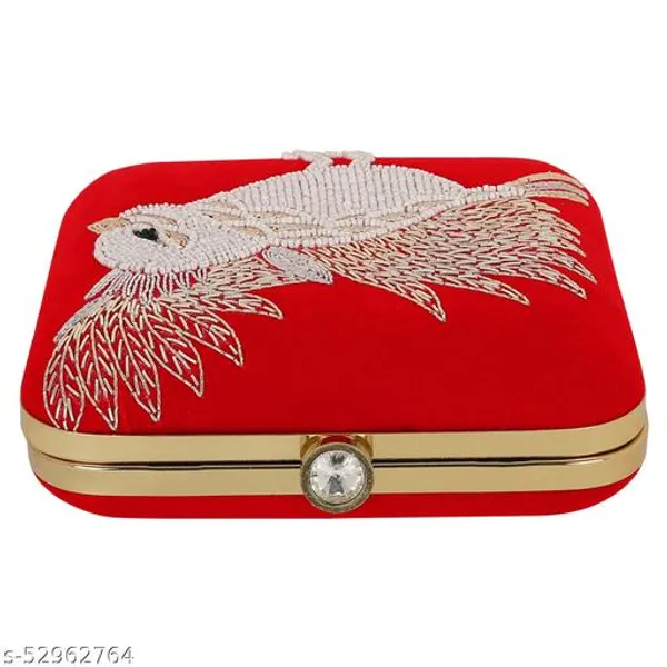 Red_Polyurethane_Clutch_For_Women