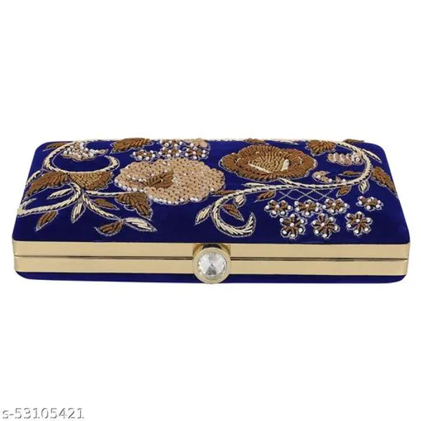 Blue_Polyurethane_Clutch_For_Women