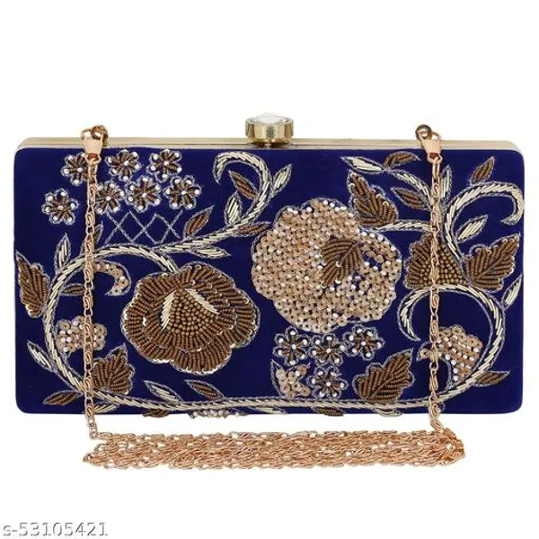 Blue_Polyurethane_Clutch_For_Women