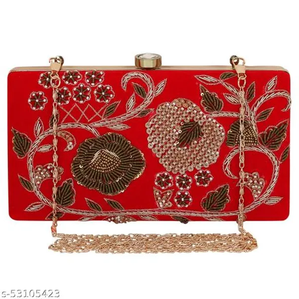Red_Polyurethane_Clutch_For_Women