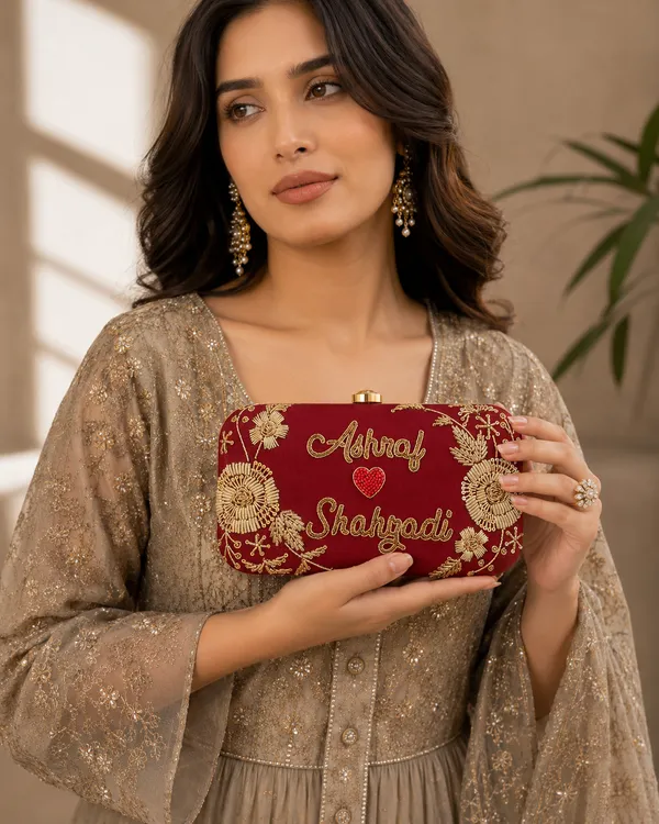 Maroon_Polyurethane_Clutch_For_Women
