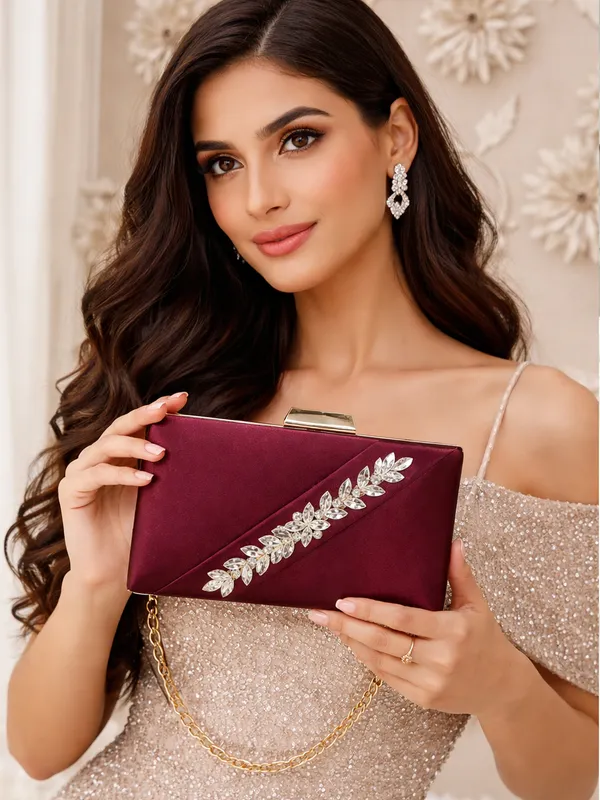 Maroon_Polyurethane_Clutch_For_Women