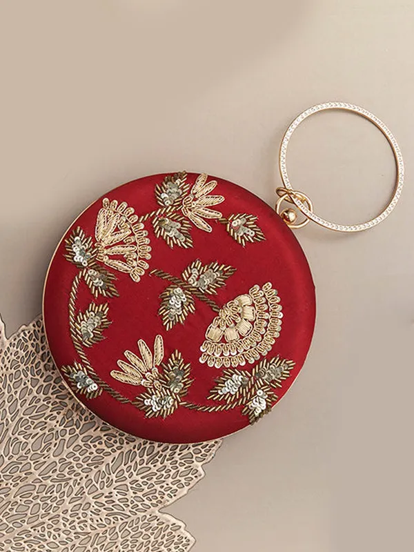 Maroon_Polyurethane_Clutch_For_Women