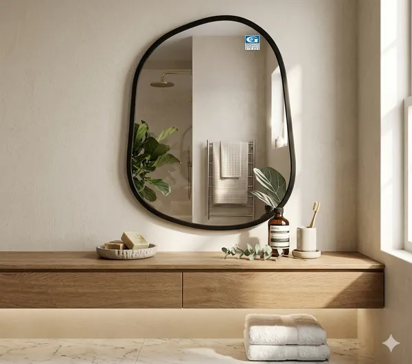 Modern_Asymmetrical_Wall_Mirror_With_Black_Metal_Frame_18X24_Inches