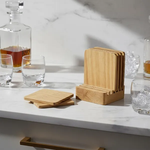 Wooden_Coaster_Set_With_Holder_Natural_Wood_Square_Shape_Set_Of_6