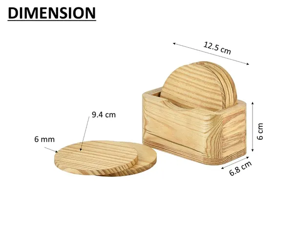Wooden_Coaster_Set_With_Holder_Natural_Wood_Round_Shape_6_Pieces