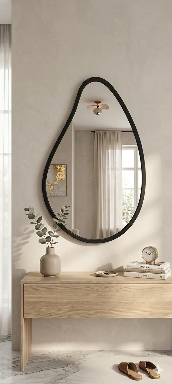 Modern_Irregular_Teardrop_Wall_Mirror_With_Black_Metal_Frame_30_X_18