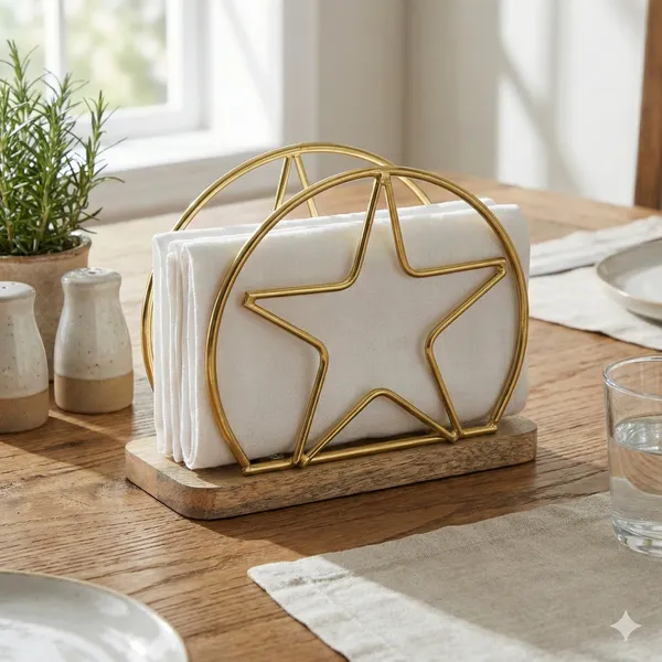 Gold_Plated_metal_napkin_holder_with_Mango_wood_base