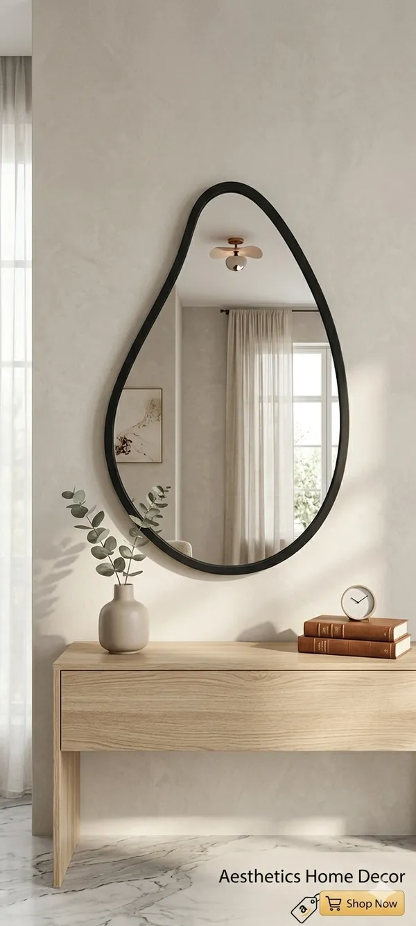Modern_Irregular_Teardrop_Wall_Mirror_With_Black_Metal_Frame_30_X_18
