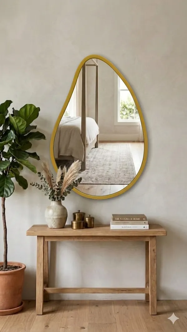 Organic_Asymmetric_Teardrop_Wall_Mirror_And_Oval_Gold_Framed_Wall_Mirror