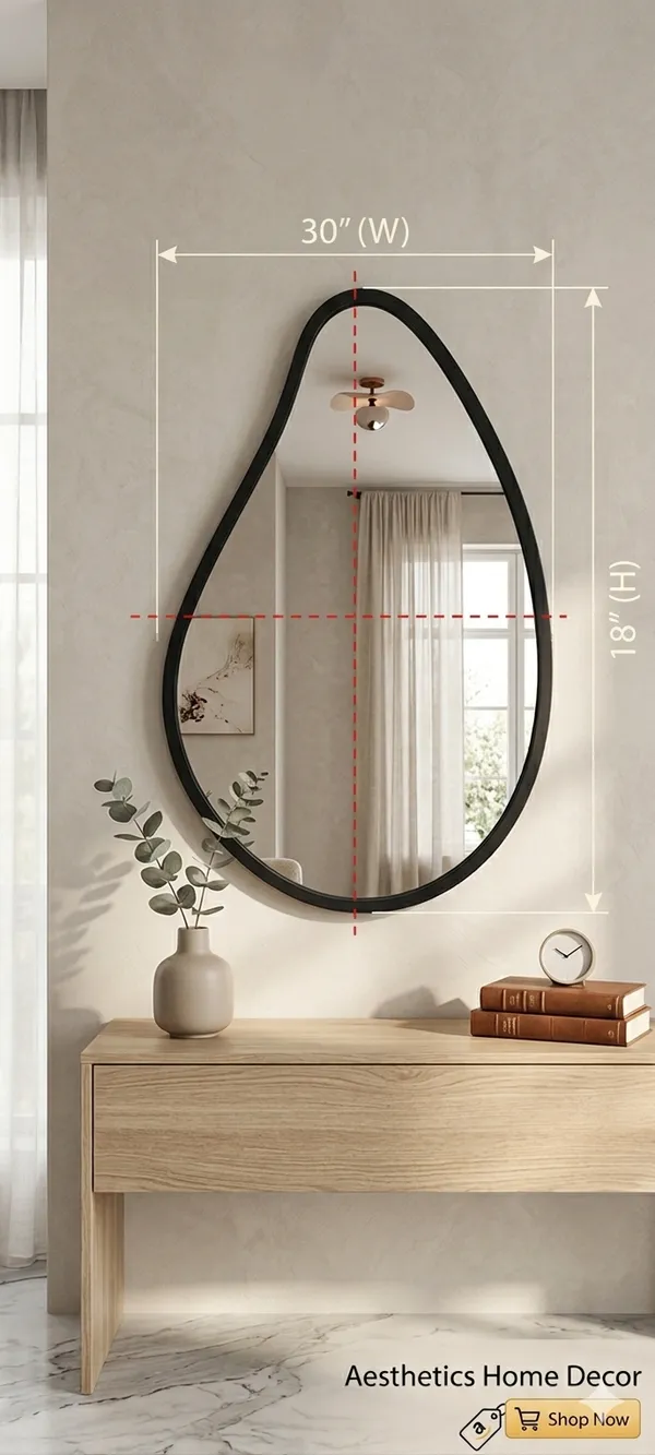 Modern_Irregular_Teardrop_Wall_Mirror_With_Black_Metal_Frame_30_X_18