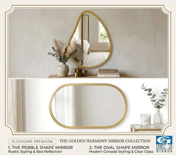 Organic_Asymmetric_Teardrop_Wall_Mirror_And_Oval_Gold_Framed_Wall_Mirror