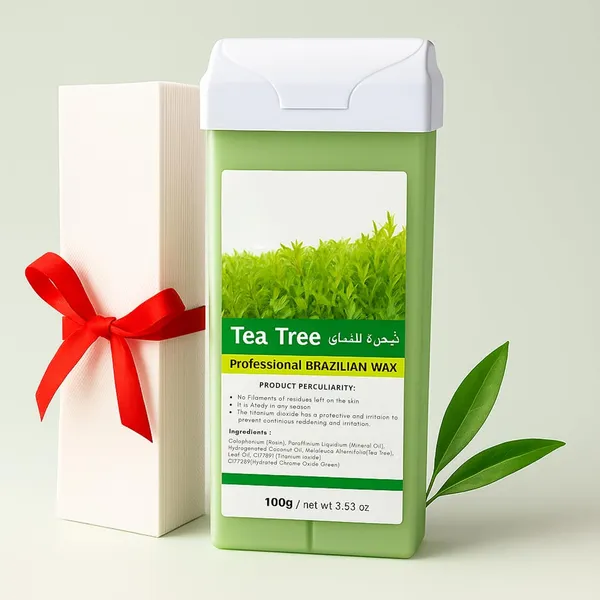 Tea_Tree_Wax_Cartridge_100g_With_Wax_Strips_Professional_Roll_On_Hair_Removal_Kit_Natural_Tea_Tree_Formula_For_Smooth_Skin_Salon_Home_Use(Pack_of_2)