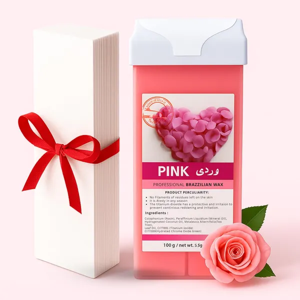 Rose_Pink_Roll_On_Wax_Cartridge_100g_With_Wax_Strips_Professional_Hair_Removal_Kit_For_Women_Girls_Gentle_Formula_For_Smooth_Skin_Salon_Home_Use(Pack_of_2)