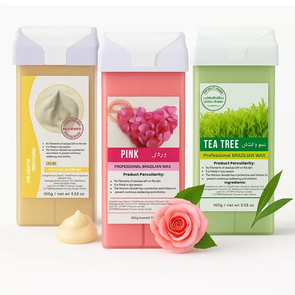 Roll_On_Wax_Cartridge_Combo_100g_Creme_Tea_Tree_White_Chocolate_Professional_Depilatory_Wax_For_Smooth_Hair_Removal_Suitable_For_All_Skin_Types_Pack_Of_3