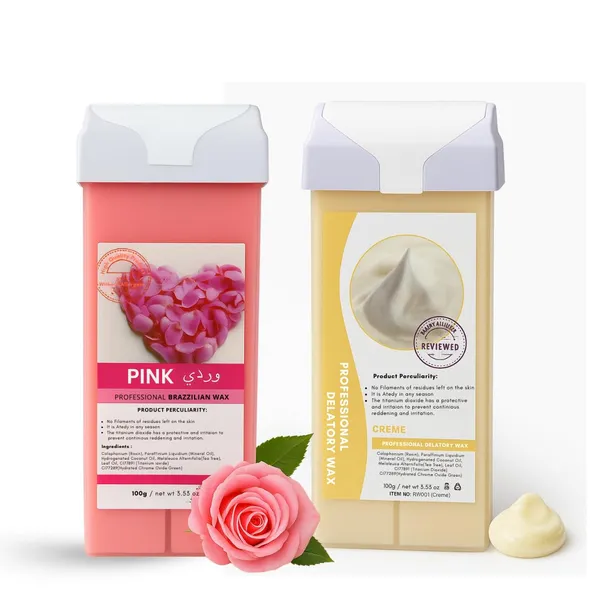 Roll_On_Wax_Cartridge_Combo_100g_Rose_Creme_Professional_Hair_Removal_Wax_For_Women_Men_Smooth_Full_Body_Waxing_At_Home_Pack_Of_2