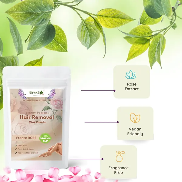 France_Rose_Facial_Wax_Powder_5_Min_Painless_Natural_Hair_Removal_Powder_For_Face_Body_Herbal_Chemical_Free_Waxing_Alternative_No_Irritation_Smooth_Skin_100g(Pack_of_2)