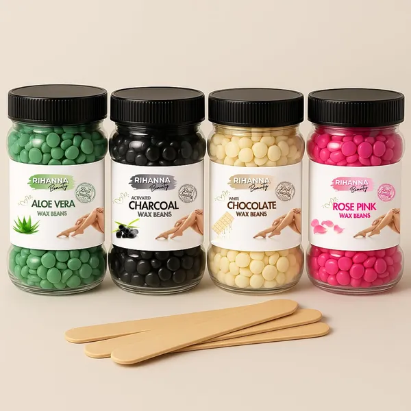 Alcohol_Free,_Paraben_Free_Hard_Wax_Beans_For_Unisex_Pack_of_4_(Aloevera,_Charcoal,_White_Chocolate,_Rose_Pink)