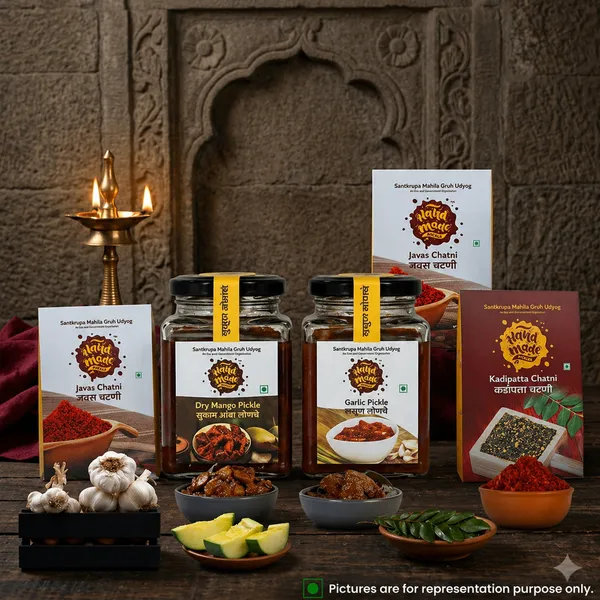 Pickle_&_Chutney_Combo_Pack_–_Dry_Mango_Pickle,_Garlic_Pickle,_Javas_&_Kadipatta_Chutney