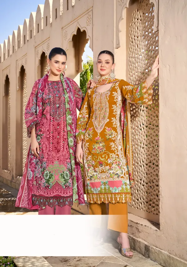 Unstitched_Mustard_Cambric_Cotton_Embroidered__Suit_For_Women