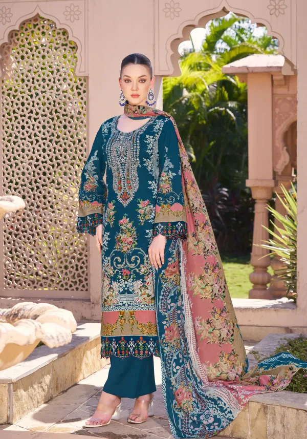 Unstitched_Blue_Cambric_Cotton_Embroidered__Suit_For_Women