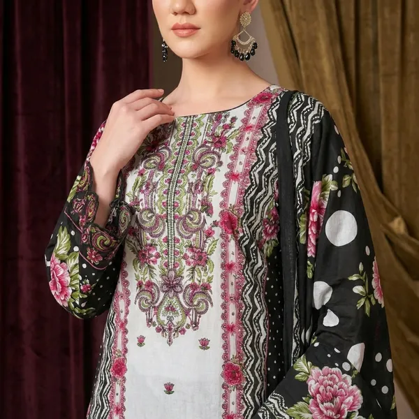 Unstitched_Black_Cambric_Cotton_Embroidered__Suit_For_Women