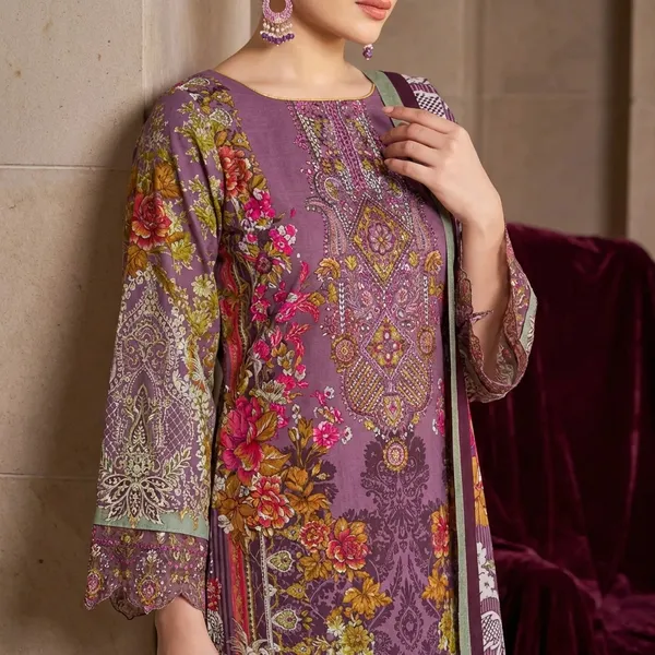Unstitched_Purple_Cambric_Cotton_Embroidered__Suit_For_Women
