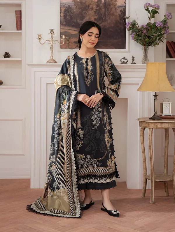Unstitched_Black_Pure-Cotton_Embroidered__Salwar_Kameez_With_Dupatta_For_Women