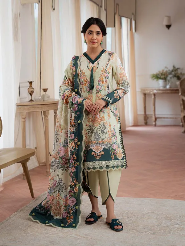 Unstitched_Olive_Green_Pure-Cotton_Embroidered__Salwar_Kameez_With_Dupatta_For_Women